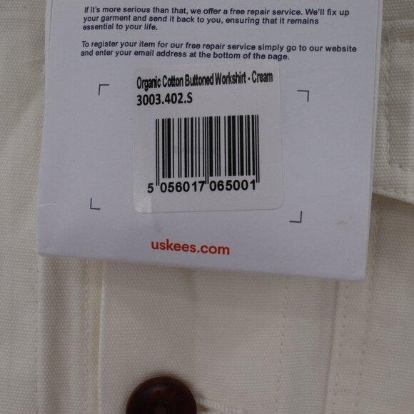 NWT Uskees workshirt Mens small button front work shirt cream organic cotton - Picture 4 of 16